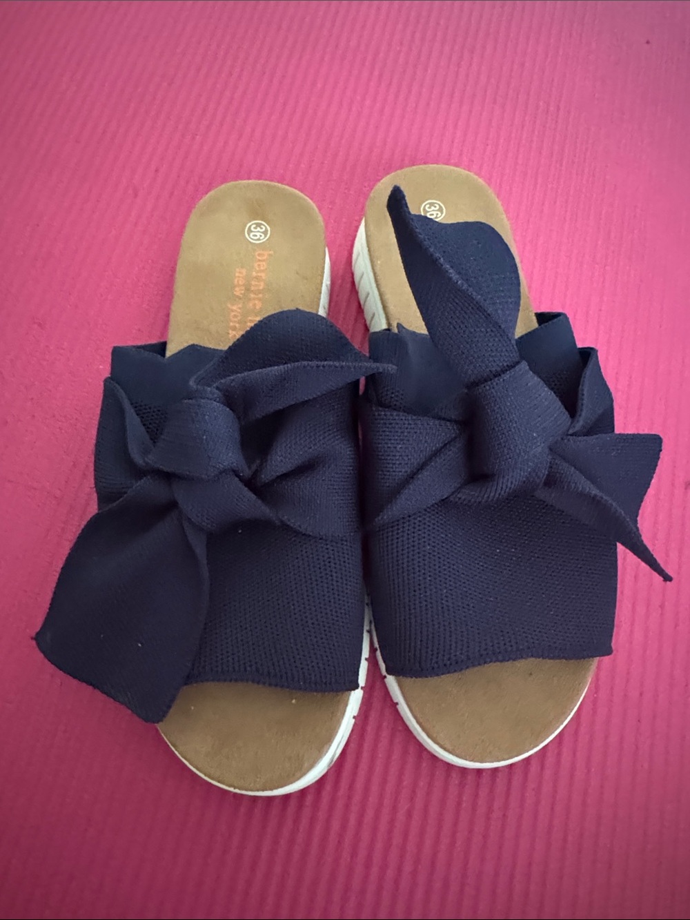 bernie mev. Navy Knotted Slide Mules